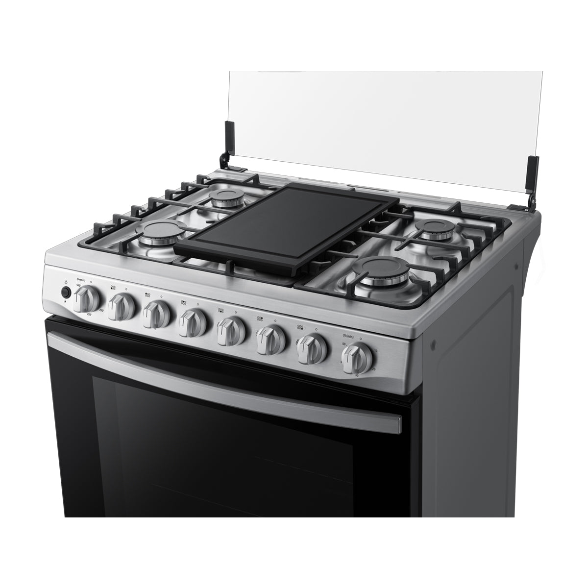 Samsung Estufa a Gas de Acero Inoxidable | Quemador Rápido | Easy Clean | Capacidad de 5.2p3 | Tapa | Plancha | 30" | 6 Quemadores