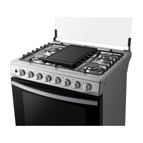 Samsung Estufa a Gas de Acero Inoxidable | Quemador Rápido | Easy Clean | Capacidad de 5.2p3 | Tapa | Plancha | 30" | 6 Quemadores