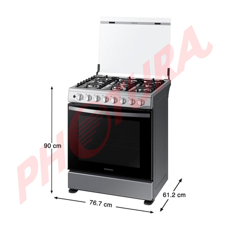 Samsung Estufa a Gas de Acero Inoxidable | Quemador Rápido | Easy Clean | Capacidad de 5.2p3 | Tapa | Plancha | 30" | 6 Quemadores
