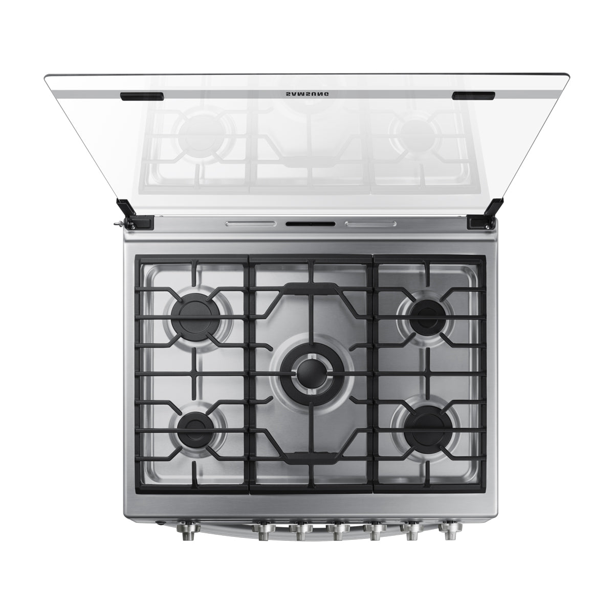 Samsung Estufa a Gas de Acero Inoxidable | Quemador Triple Potencia | Tipo Espejo | Capacidad de 5.2p3 | Tapa | Plancha | 30" | 5 Quemadores