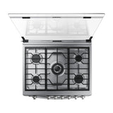 Samsung Estufa a Gas de Acero Inoxidable | Quemador Triple Potencia | Tipo Espejo | Capacidad de 5.2p3 | Tapa | Plancha | 30" | 5 Quemadores