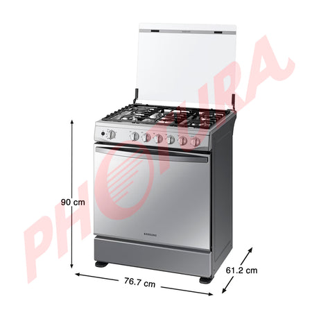 Samsung Estufa a Gas de Acero Inoxidable | Quemador Triple Potencia | Tipo Espejo | Capacidad de 5.2p3 | Tapa | Plancha | 30" | 5 Quemadores