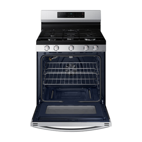 Samsung Estufa a Gas de Acero Inoxidable | WiFi Smart | 6p3 | Air Fryer | Convección | Control de Voz (Alexa y Google) | Panel Digital | Plancha | 30" | 5 Quemadores