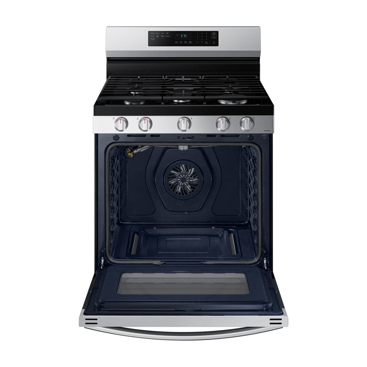 Samsung Estufa a Gas de Acero Inoxidable | WiFi Smart | 6p3 | Air Fryer | Convección | Control de Voz (Alexa y Google) | Panel Digital | Plancha | 30" | 5 Quemadores