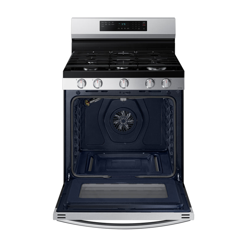 Samsung Estufa a Gas de Acero Inoxidable | WiFi Smart | 6p3 | Air Fryer | Convección | Control de Voz (Alexa y Google) | Panel Digital | Plancha | 30" | 5 Quemadores