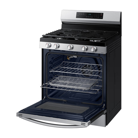 Samsung Estufa a Gas de Acero Inoxidable | WiFi Smart | 6p3 | Air Fryer | Convección | Control de Voz (Alexa y Google) | Panel Digital | Plancha | 30" | 5 Quemadores