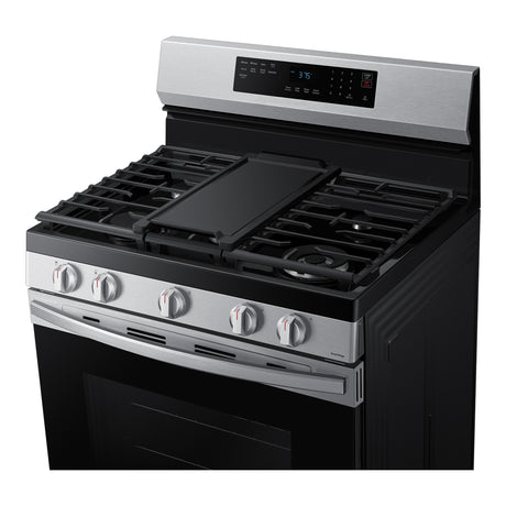 Samsung Estufa a Gas de Acero Inoxidable | WiFi Smart | 6p3 | Air Fryer | Convección | Control de Voz (Alexa y Google) | Panel Digital | Plancha | 30" | 5 Quemadores