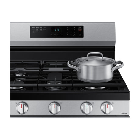 Samsung Estufa a Gas de Acero Inoxidable | WiFi Smart | 6p3 | Air Fryer | Convección | Control de Voz (Alexa y Google) | Panel Digital | Plancha | 30" | 5 Quemadores