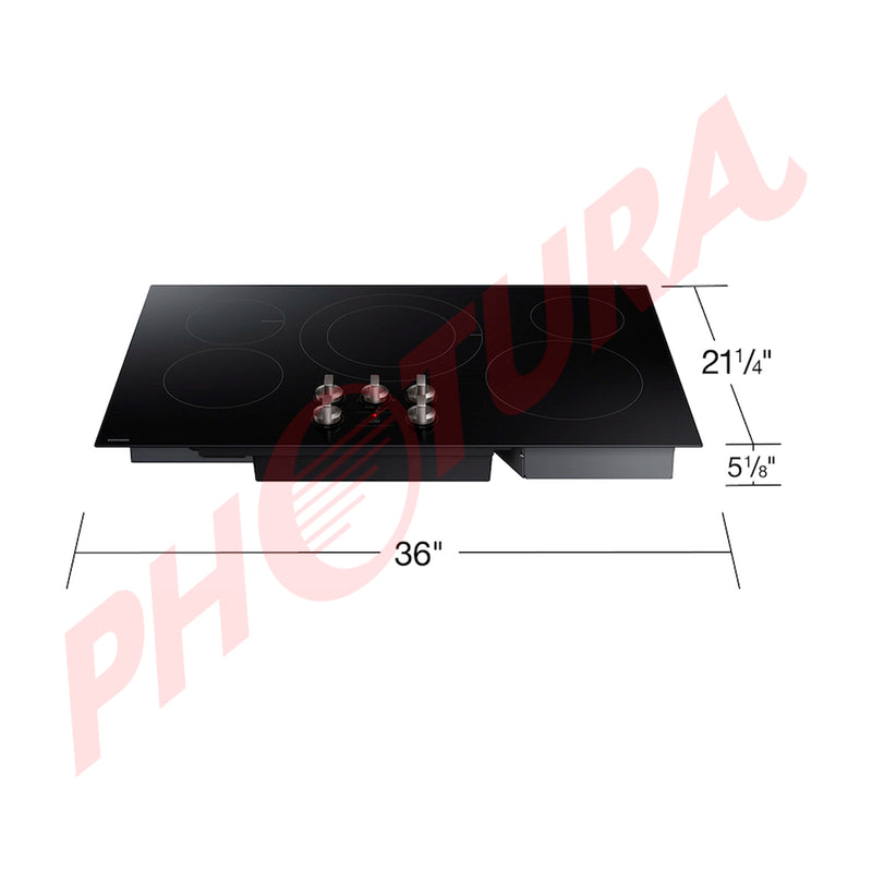 Samsung Estufa Empotrable Eléctrica de Vidrio | 36" | 5 Quemadores | WiFi | Control Frontal | Facil de Limpiar | Negro