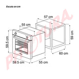Drija Oceania 60 Black Gas Horno Multifuncional Empotrable a Gas | Puerta de Doble Vidrio | 250°C