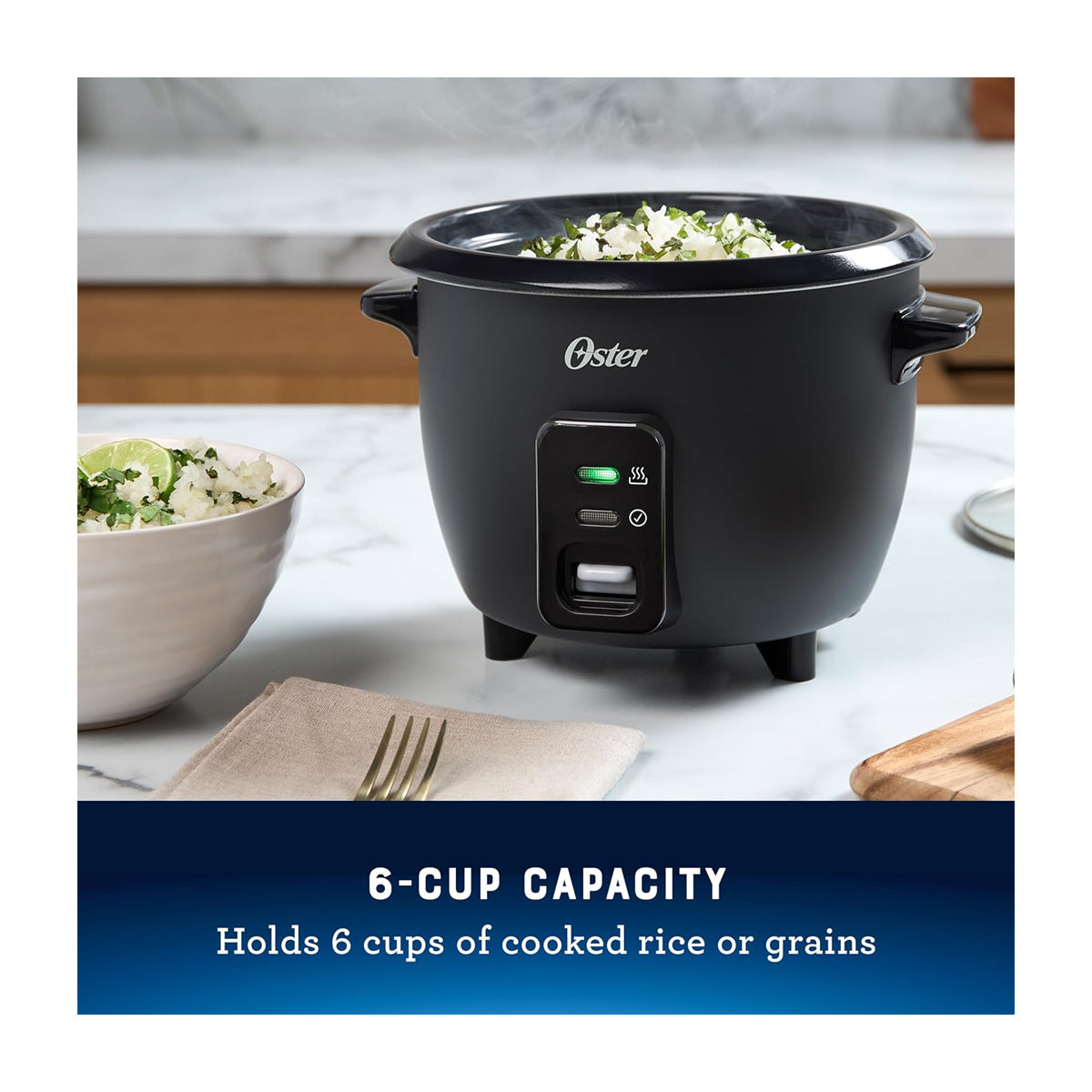Oster ORIC00BK6C Olla Arrocera de 1.4L | Interior Antiadherente Extraíble | Negro