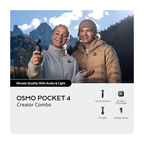DJI Osmo Pocket 4 Creator Combo Cámara Digital | Video 4K | Estabilizador de 3-Ejes | Pantalla Giratoria | ActiveTrack 7.0 | OsmoAudio | Slow Motion