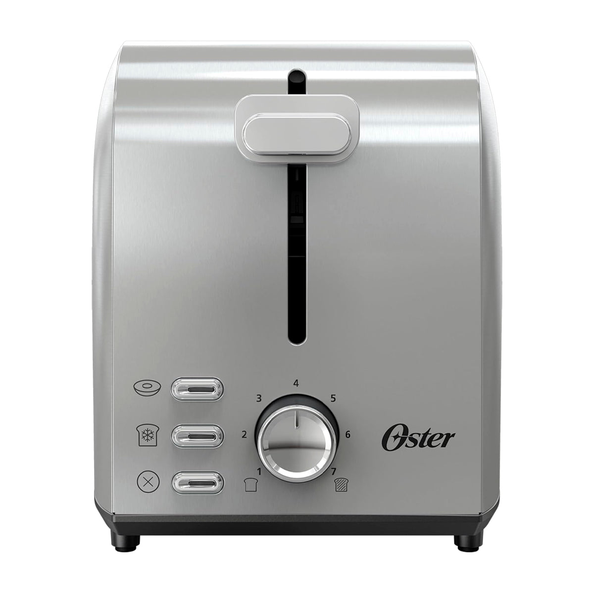 Oster OTST00MNSS2SGB24 Tostadora de 2 Rebanadas | 7 Niveles de Tostado | Ranuras Anchas | Acero