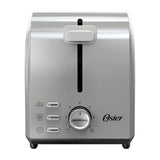 Oster OTST00MNSS2SGB24 Tostadora de 2 Rebanadas | 7 Niveles de Tostado | Ranuras Anchas | Acero