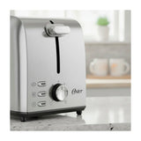 Oster OTST00MNSS2SGB24 Tostadora de 2 Rebanadas | 7 Niveles de Tostado | Ranuras Anchas | Acero