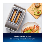 Oster OTST00MNSS2SGB24 Tostadora de 2 Rebanadas | 7 Niveles de Tostado | Ranuras Anchas | Acero