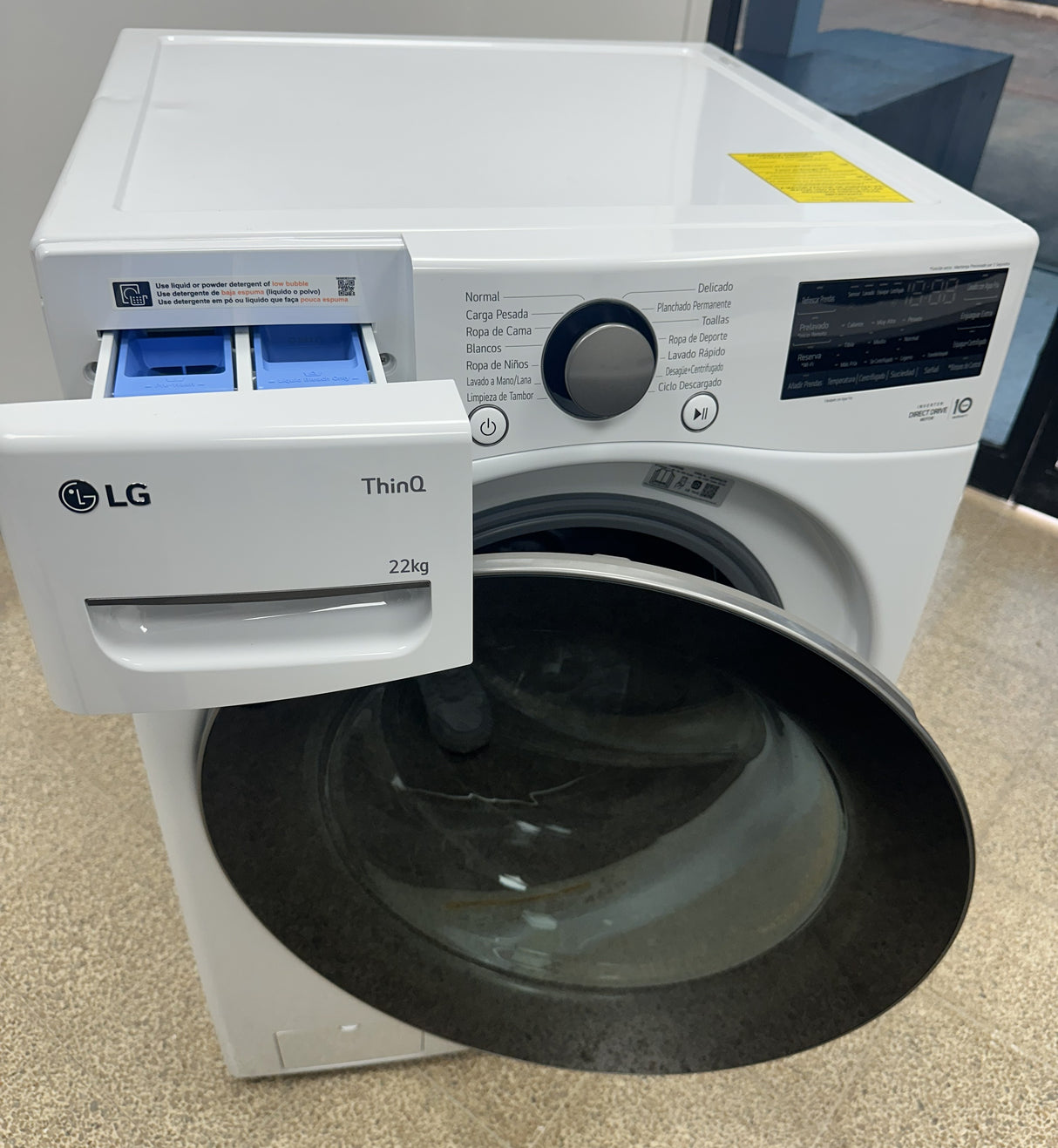 (Outlet) LG Combo Lavadora Automatica Inverter Direct Drive y Secadora a Gas de Carga Frontal | 6 Motion DD | Turbo Wash | 22kg | Blanco