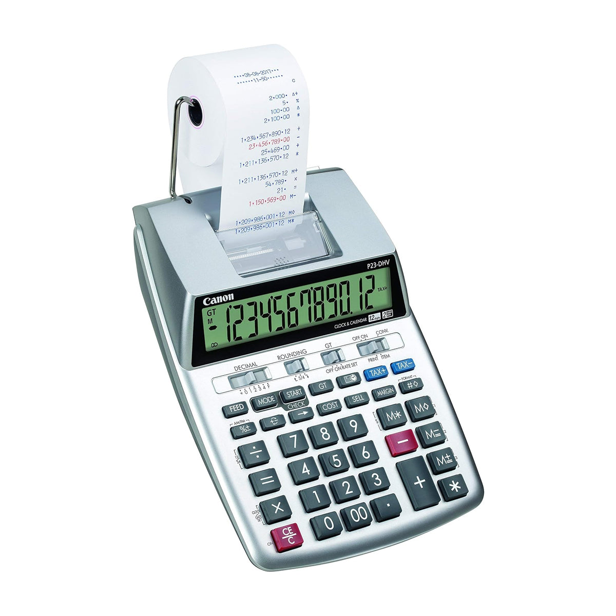 Canon Maquina Sumadora Portátil de 12 Dígitos | Impresión en 2 Colores | Reloj