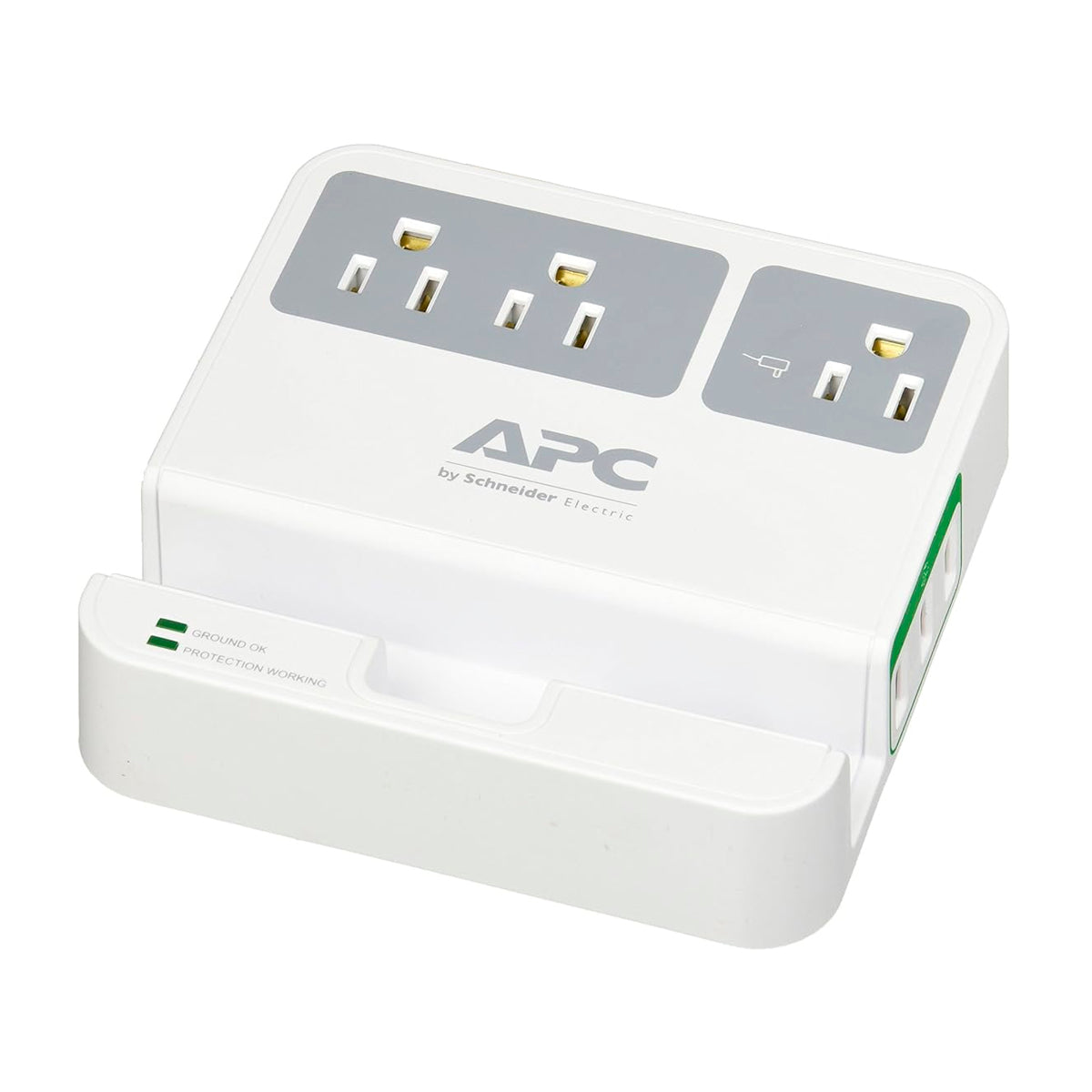 APC Protector de Sobretensión inteligente | 3 Salidas | 3 USB | 2 indicadores LED