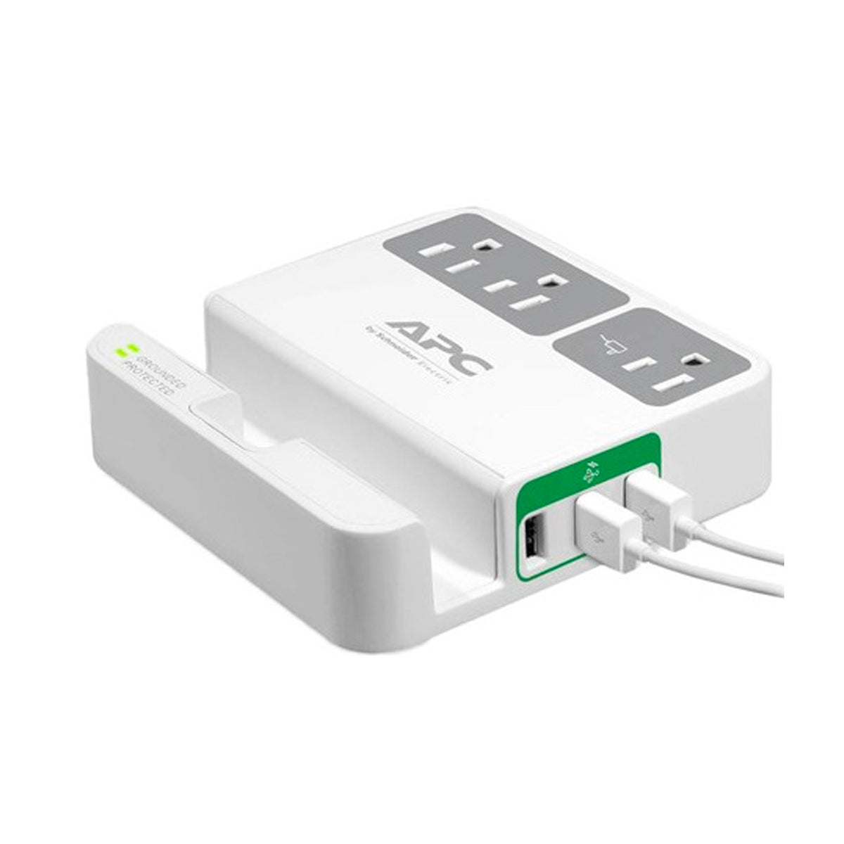APC Protector de Sobretensión inteligente | 3 Salidas | 3 USB | 2 indicadores LED