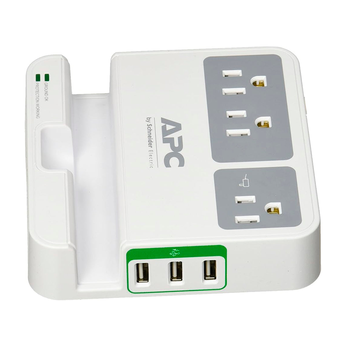 APC Protector de Sobretensión inteligente | 3 Salidas | 3 USB | 2 indicadores LED