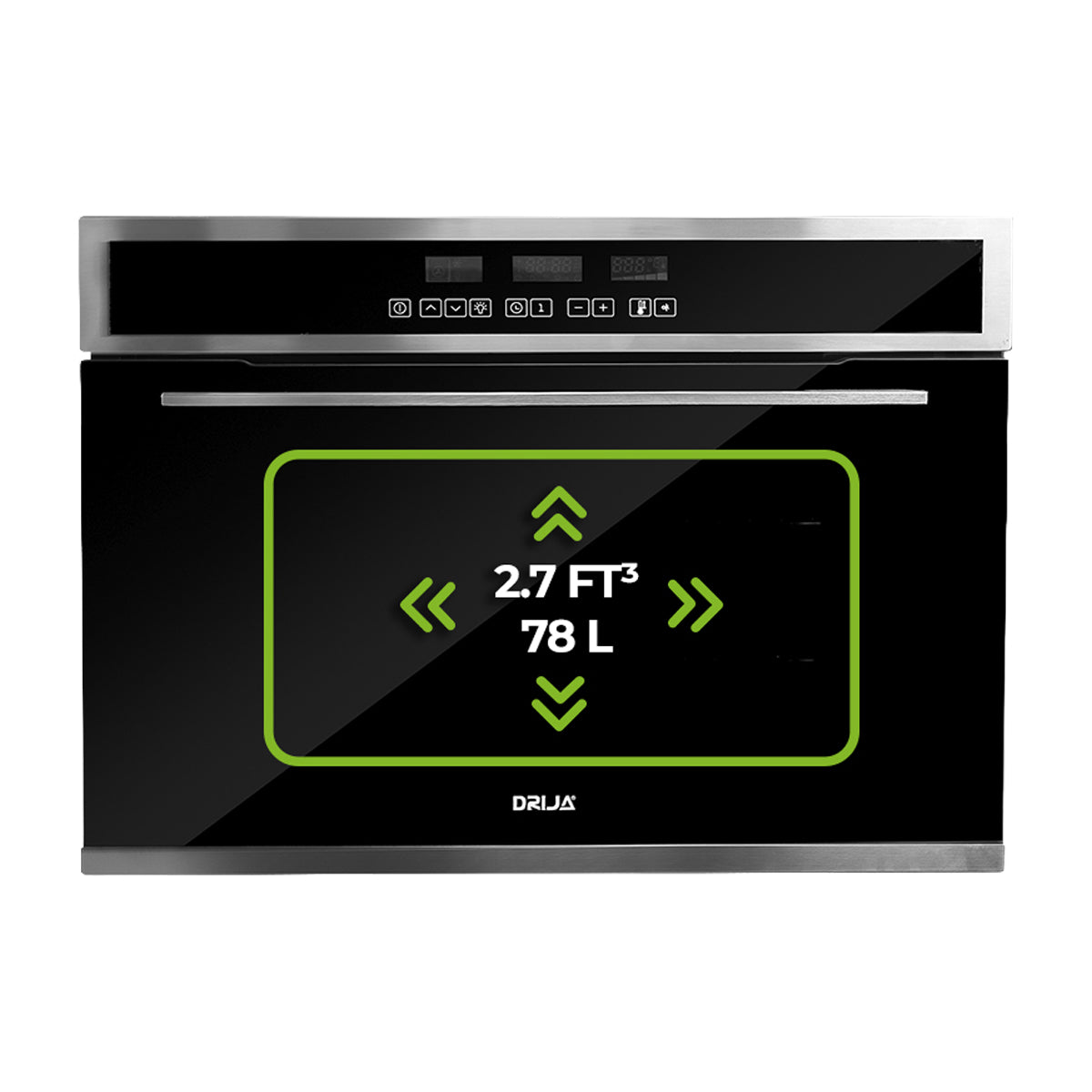 DRIJA Pacific 76 Air Eléctrico Horno Multifuncional Empotrable Eléctrico | Puerta de Triple Vidrio | 250°C