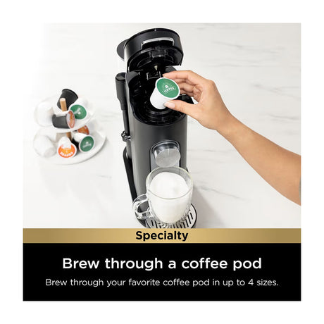 Ninja Pods & Grounds Cafetera Especial de 1 Taza | 4 Estilos de Preparación | Espumador | Negro