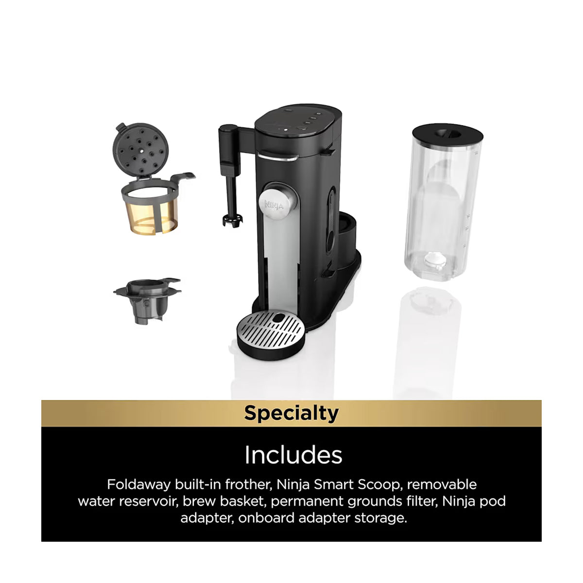 Ninja Pods & Grounds Cafetera Especial de 1 Taza | 4 Estilos de Preparación | Espumador | Negro
