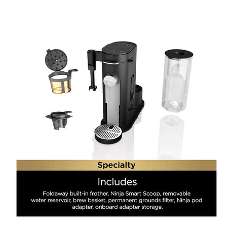 Ninja Pods & Grounds Cafetera Especial de 1 Taza | 4 Estilos de Preparación | Espumador | Negro