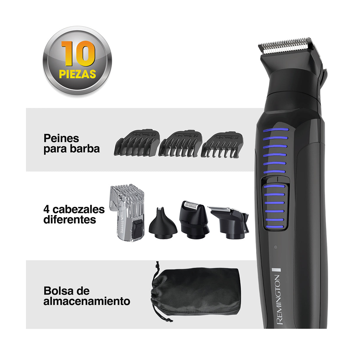 Remington Recortadora inalámbrica | Recargable | Negro