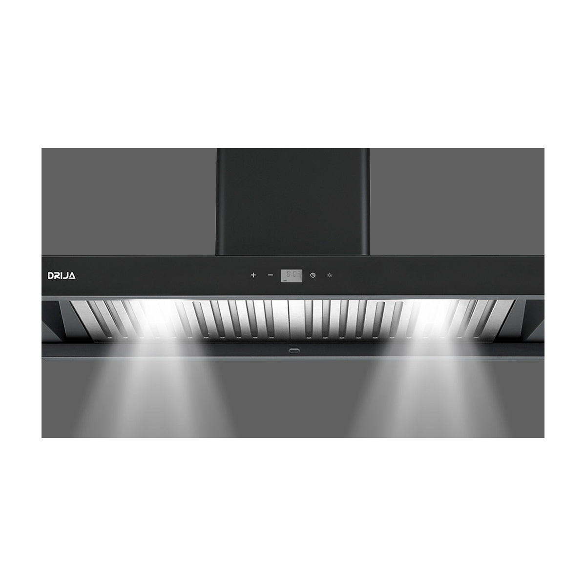 DRIJA Pirámide 90 Black Extractor de Grasa | Tipo Chimenea | 3 Velocidades | Panel Táctil | 1 Filtro de Carbón | 2 Filtros de acero inoxidable | 500m3/H | Negro