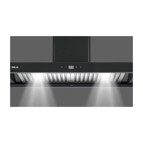 DRIJA Pirámide 90 Black Extractor de Grasa | Tipo Chimenea | 3 Velocidades | Panel Táctil | 1 Filtro de Carbón | 2 Filtros de acero inoxidable | 500m3/H | Negro