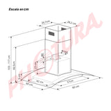 Drija Prisma Isla Touch 90 Extractor de Grasa | Tipo Isla | 3 Velocidades | Panel Táctil | 2 Filtros de Carbón | 2 Filtros de Aluminio | 500m3/H