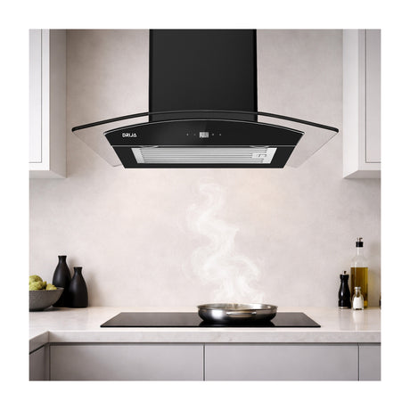 DRIJA Prisma Touch 60 Black Extractor de Grasa | Tipo Chimenea | 3 Velocidades | Panel Táctil | 1 Filtro de Carbón | 1 Filtro de Aluminio | 500m3/H | Negro
