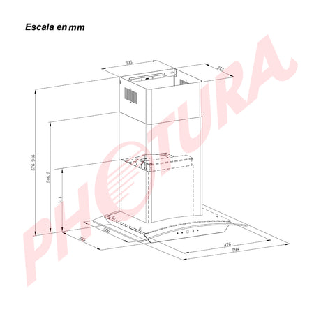 DRIJA Prisma Touch 60 Black Extractor de Grasa | Tipo Chimenea | 3 Velocidades | Panel Táctil | 1 Filtro de Carbón | 1 Filtro de Aluminio | 500m3/H | Negro