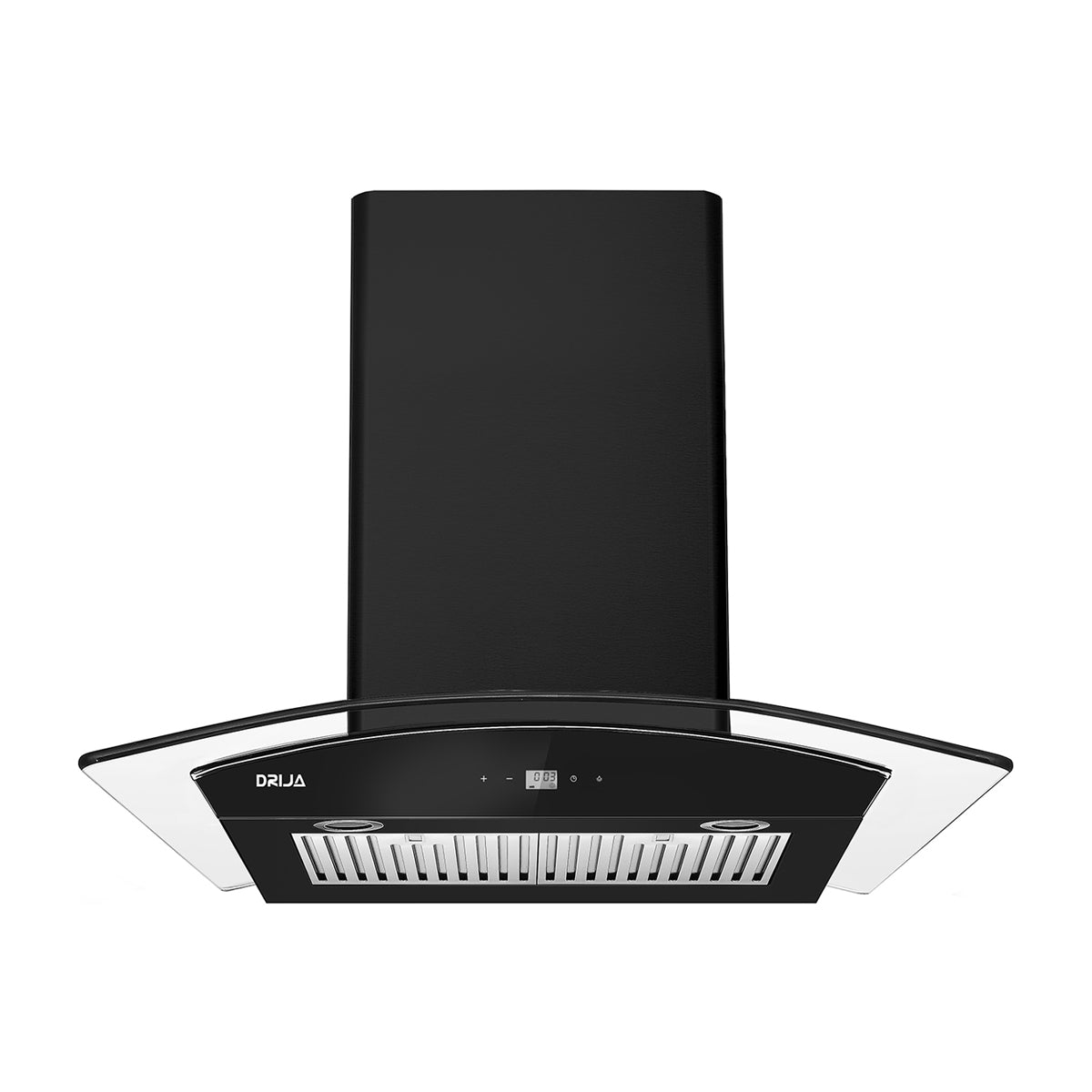 DRIJA Prisma Touch 76 Black Extractor de Grasa | Tipo Chimenea | 3 Velocidades | Panel Táctil | 2 Filtros de Carbón | 2 Filtros de Acero | 500m3/H | Negro