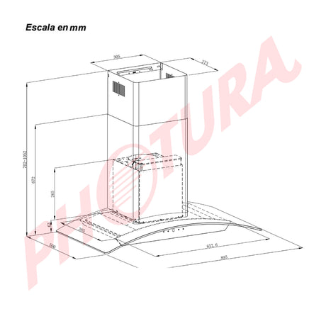 DRIJA Prisma Touch 90 Black Extractor de Grasa | Tipo Chimenea | 3 Velocidades | Panel Táctil | 2 Filtros de Carbón | 2 Filtros de Acero  | 500m3/H | Negro