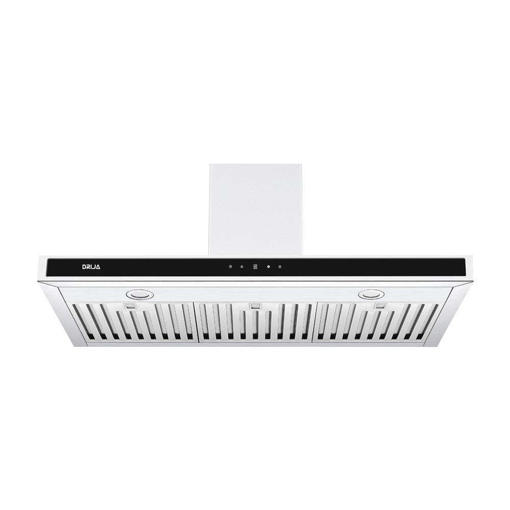 Drija Quadrato 90 Extractor de Grasa | Tipo Chimenea | 3 Velocidades | Panel Táctil | 2 Filtros de Carbón | 3 Filtros de Acero | 500m3/H | Acero