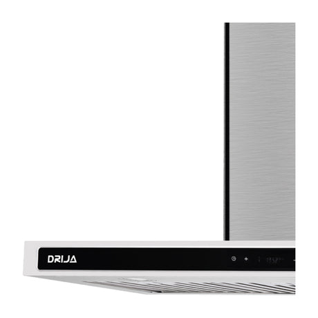 DRIJA Quadrato 90 Extractor de Grasa | Tipo Chimenea | 3 Velocidades | Panel Táctil | 2 Filtros de Carbón | 3 Filtros de Acero | 500m3/H | Acero