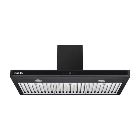 DRIJA Quadrato 90 Extractor de Grasa | Tipo Chimenea | 3 Velocidades | Panel Táctil | 2 Filtros de Carbón | 3 Filtros de Acero | 500m3/H | Negro