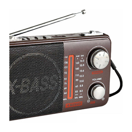 Sankey Radio Portátil | Sintonización FM | Correa Portable | Bluetooth | Marrón Oscuro