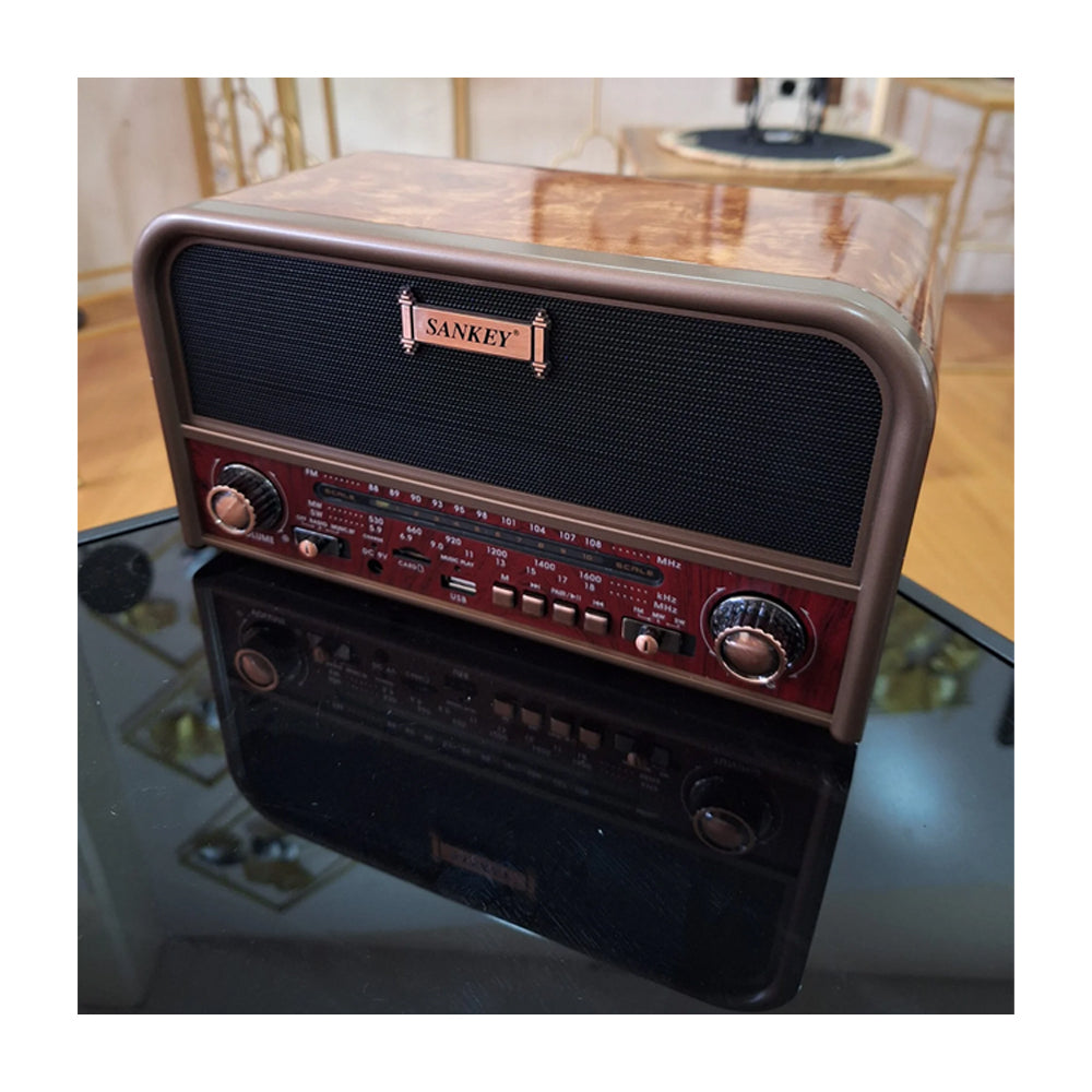 Sankey Radio Portátil | Sintonización FM | Bluetooth | Marrón