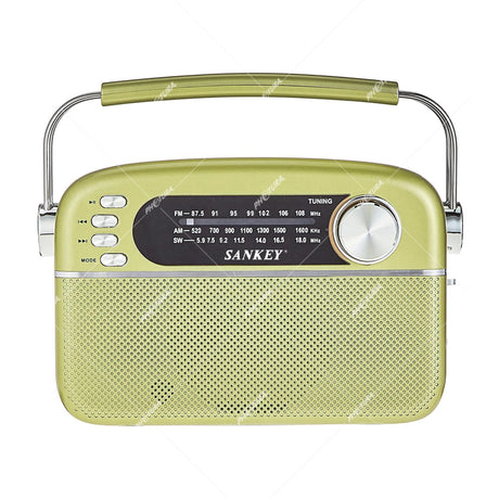 Sankey Radio Portátil | Sintonización FM | Asa Portable | Bluetooth | Verde Amarillo