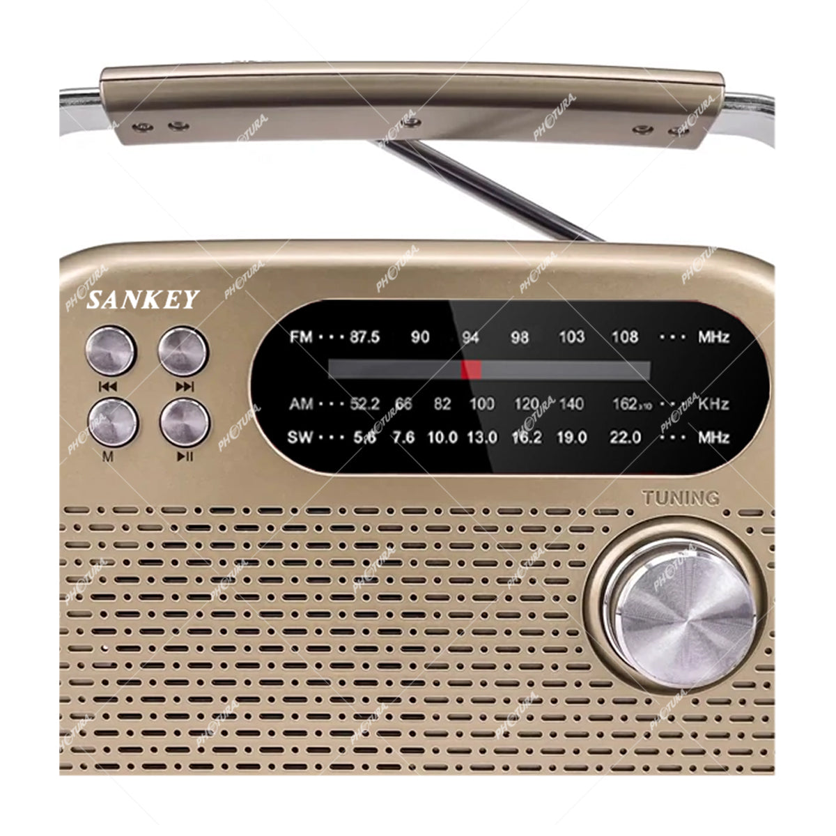 Sankey Radio Portátil | Sintonización FM | Asa Portable | Bluetooth | Dorado