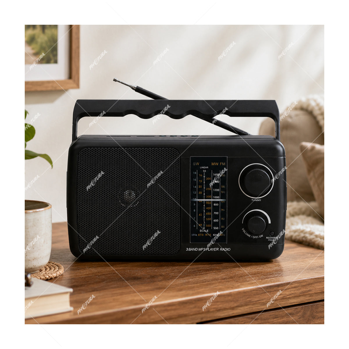 Sankey Radio Portátil | Sintonización FM | Mango Transportadora | Bluetooth | Negro
