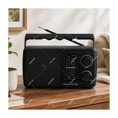 Sankey Radio Portátil | Sintonización FM | Mango Transportadora | Bluetooth | Negro