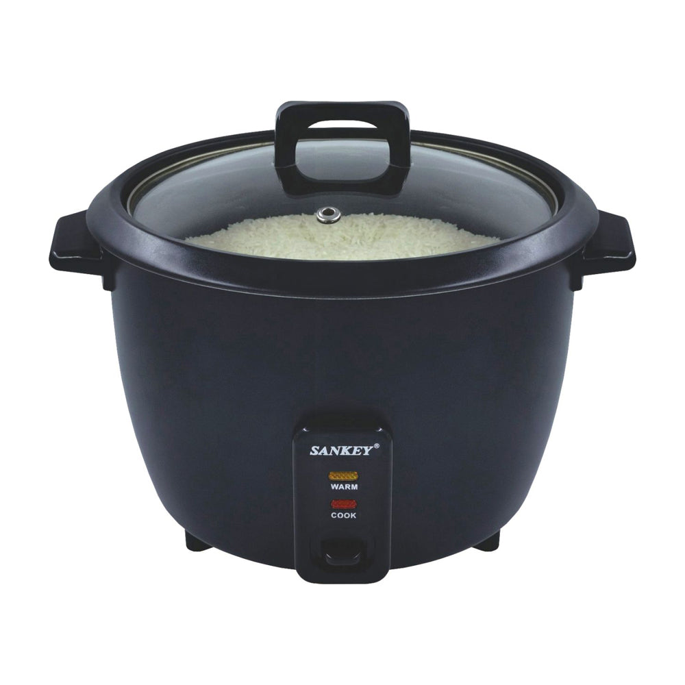 Sankey Olla Arrocera de 1.8L | Manijas Frescas al Tacto | Tapa de Vidrio | Interior Antiadherente | Negro