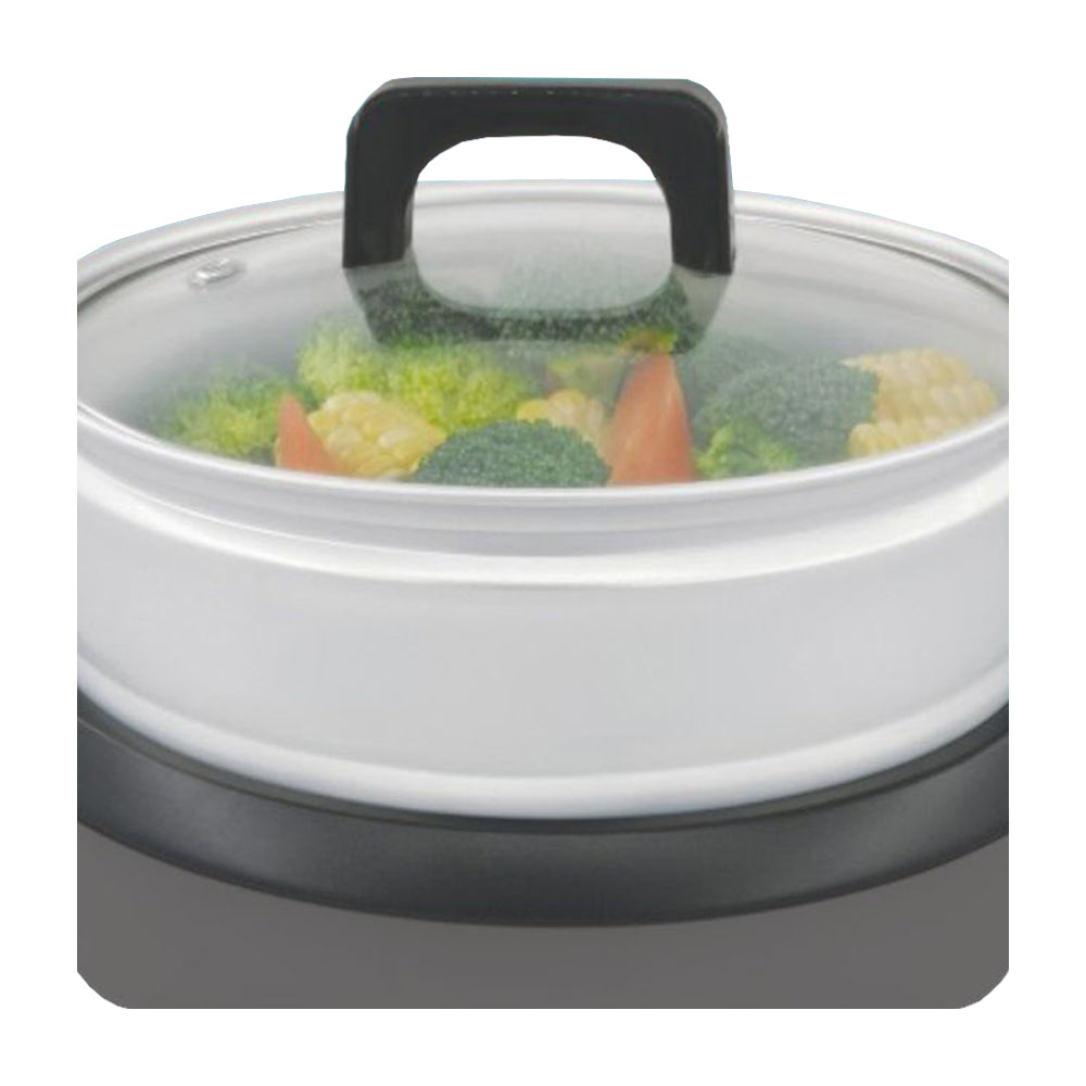 Sankey Olla Arrocera de 1.8L | Manijas Frescas al Tacto | Tapa de Vidrio | Interior Antiadherente | Negro