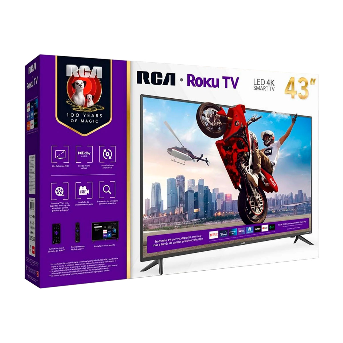 RCA Televisor LED Full HD Smart de 43" | Procesador ARM Cortex A35 Quad Core | Frameless Design | Dolby Audio | Roku TV