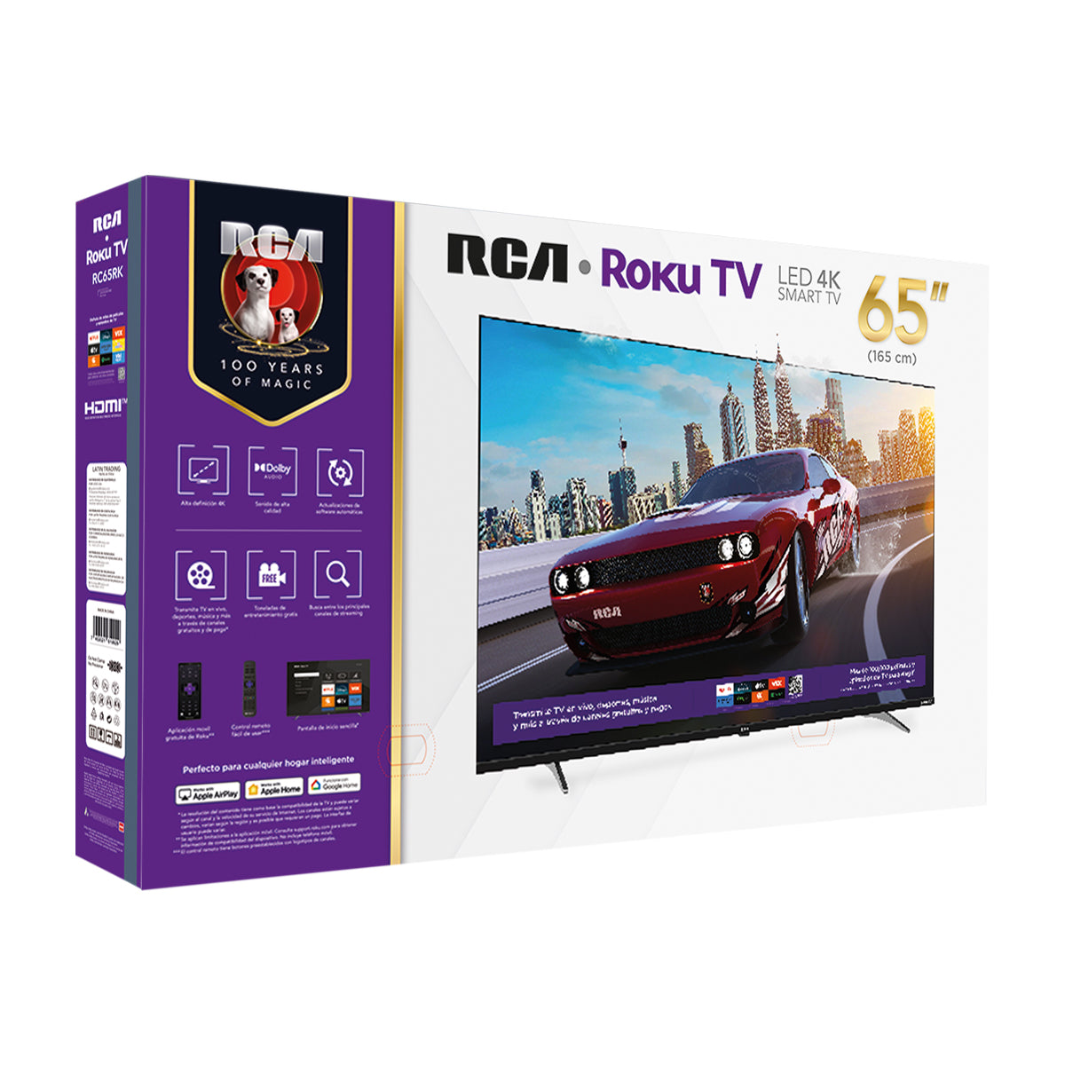 RCA Televisor LED Ultra HD 4K HDR Smart de 65" | Procesador ARM Cortex A53 Quad Core | Frameless Design | Dolby Audio | Roku TV